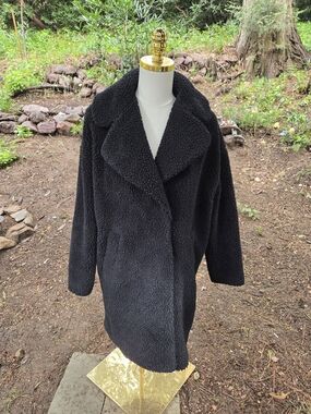 Abercrombie &‎ Fitch Womens Black Sherpa Long Jacket